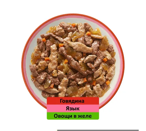 Whiskas Аппетитный микс (говядина, язык, овощи в желе), 75 г х 28 шт (уп)
