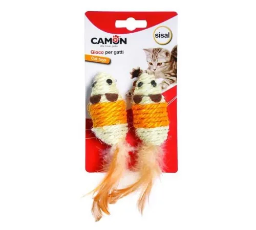 CAMON Мышь из сизали с перьями 2 шт/уп, 7 см
