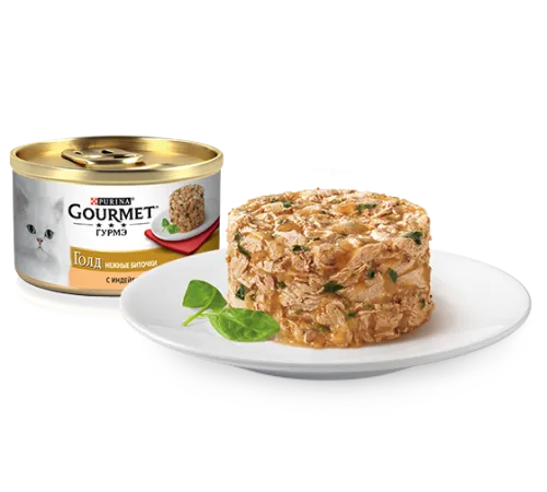Gourmet Голд Нежные биточки с индейкой и шпинатом, 85 г