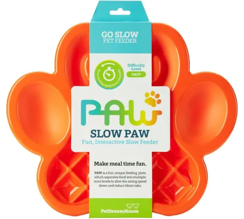 PetDreamHouse Миска для медленного кормления PAW Slow Feeder, оранжевая