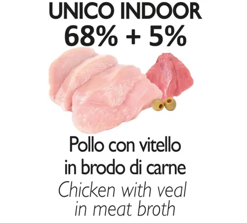 Unica Natura UNICO INDOOR Филе курицы с телятиной и оливками для кошек 70 г