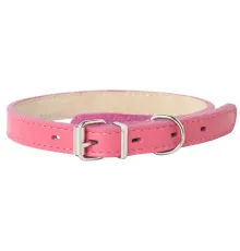 Mr.Kranch Ошейник кожаный прямой, розовый, 24-30 см