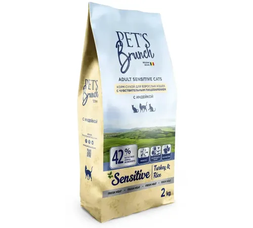 Pet's Brunch Adult Sensitive Cats (Индейка и рис), 2 кг