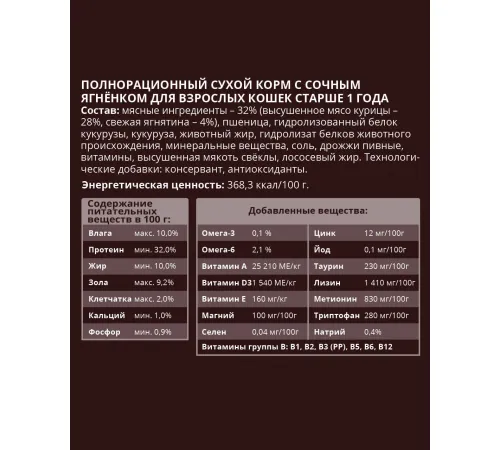 Мираторг Meat для кошек (Ягненок), 300 г