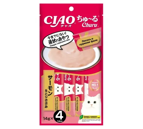 INABA CIAO Churu Курица с лососем, 14 г х 4 шт (уп)