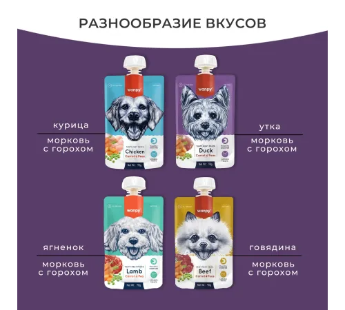 Wanpy Dog Мясное пюре из утки, 90 г