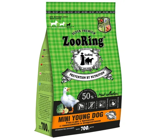 ZooRing Mini Young Dog (Утка и рис с брокколи), 700 г