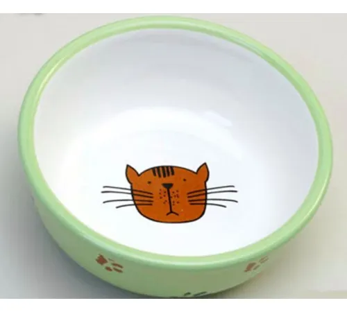JollyPaw Миска для кошек с рисунком, 0,35 л/13 см, зеленый