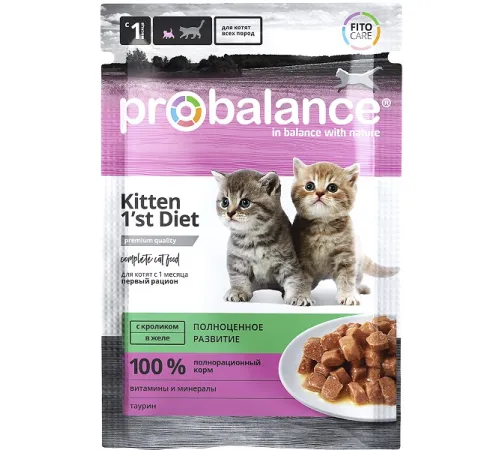 ProBalance Консервированный корм 1'st Diet Kitten (Кролик в желе), 85 г