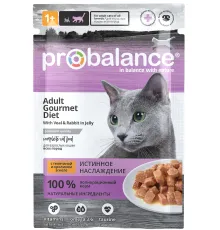ProBalance Консервированный корм Adult Gourmet Diet (Телятина и кролик в желе), 85 г