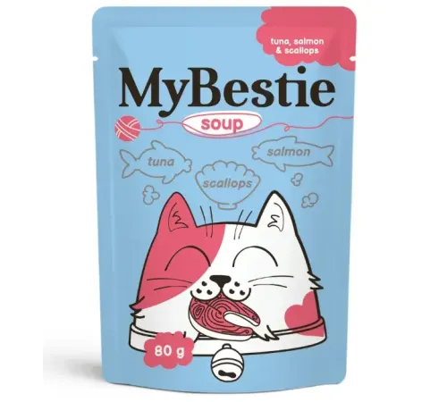 MyBestie Суп для кошек (Тунец, лосось, гребешки), 80 г
