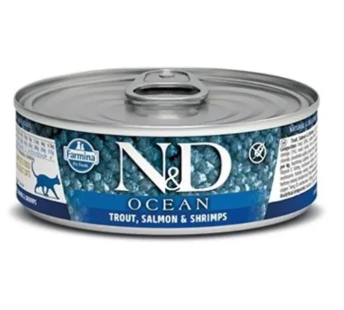 Консервы Farmina N&D Ocean Cat (Форель, лосось, креветки), 70 г