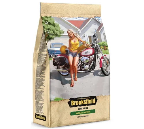Brooksfield Low Grain Adult Cat Hairball Control (Говядина, рис), 400 г