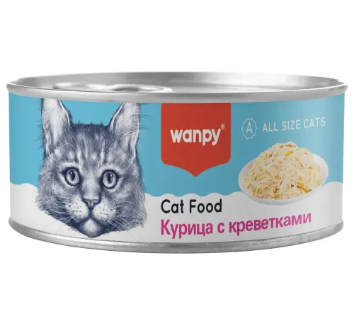 Wanpy Cat Консервы Курица с креветками, 95 г