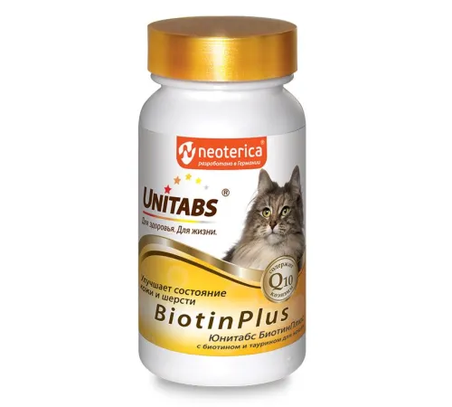 Neoterica Unitabs BiotinPlus с Q10 для кошек, 120 таб