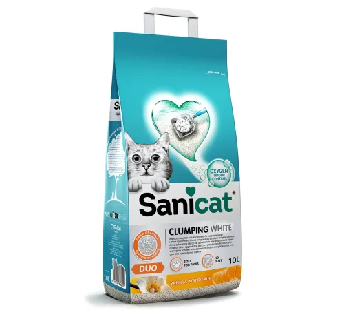 Sanicat Clumping White DUO Vanilla & Mandarin, 10 л
