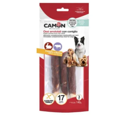 CAMON Роллы из говяжьей кожи с кроликом 17 см, 140 г