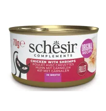 Schesir Complements Cat (Курица и креветки в бульоне), 70 г
