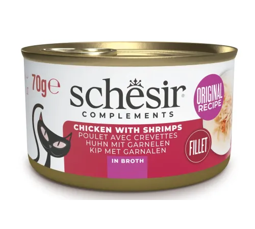 Schesir Complements Cat (Курица и креветки в бульоне), 70 г