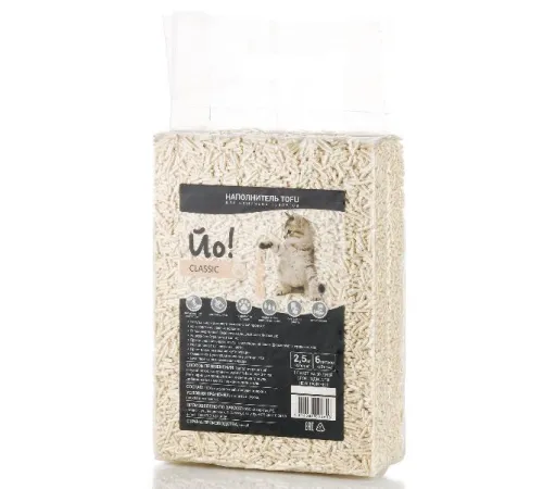 Йо! Наполнитель комкующийся Tofu (Классика), 6 л/2,5 кг