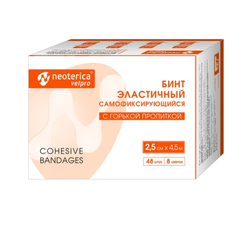 Neoterica VETPRO Бинт эластичный самофиксирующийся с горькой пропиткой, 10см*4,5м