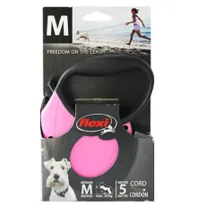 Рулетка Flexi Standard Soft M, трос 5 м, розовый