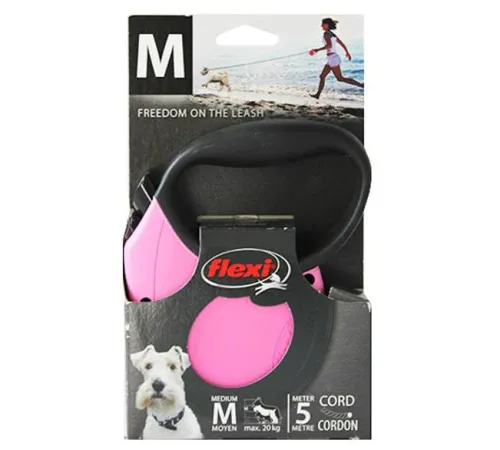 Рулетка Flexi Standard Soft M, трос 5 м, розовый