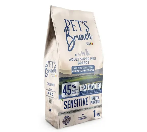 Pet's Brunch Adult Super Mini Breeds Sensitive (Индейка и картофель), 1 кг
