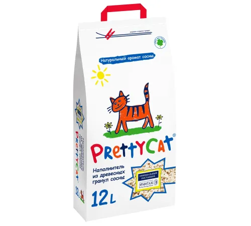 PrettyCat Наполнитель древесный Wood Granules, 4 кг (12 л)