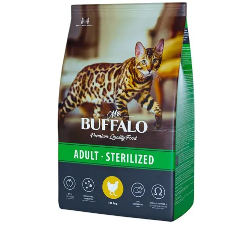 Mr. Buffalo Cat Sterilised (Курица), 10 кг