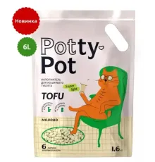 Potty-Pot Наполнитель ТОФУ Супер лайт Молоко, 6л (1,6 кг)
