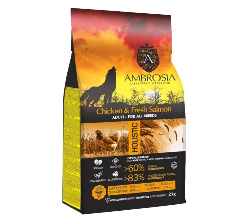 AMBROSIA Adult All Breeds (Курица, лосось), 2 кг