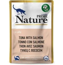Prime Nature Паучи Тунец с лососем в желе для кошек, 100 г