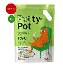 Potty-Pot Наполнитель ТОФУ Натуральный без запаха, 6л (2,5 кг)
