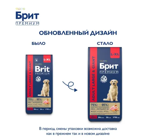 Брит Премиум Dog Adult Large and Giant (Курица), 3 кг