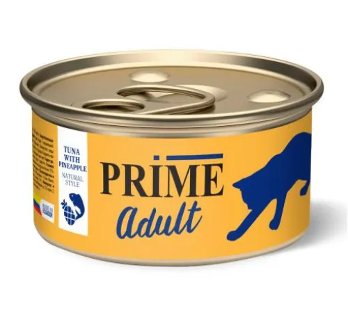 Prime Adult Консервы (Тунец c ананасом в собственном соку) для кошек, 85 г