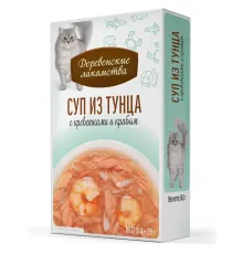Деревенские лакомства Суп из тунца с креветками и крабом, 35 г х 4 шт (box)