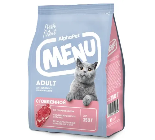 AlphaPet Menu Cat Adult (Говядина), 350 г