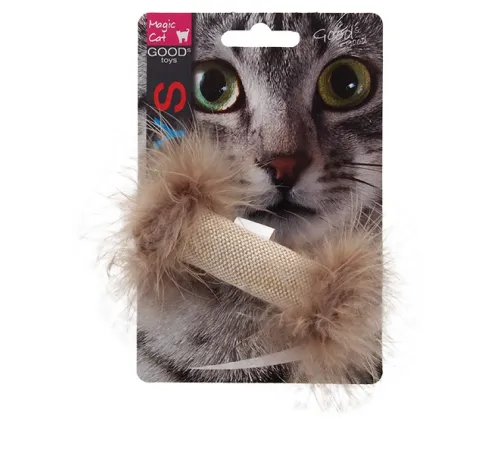 Magic Cat Игрушка с кошачьей мятой джутовый цилиндр с перьями