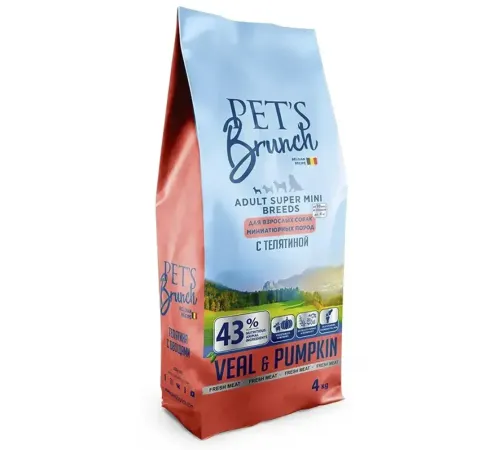 Pet's Brunch Adult Super Mini Breeds (Телятина и тыква), 1 кг