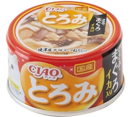 INABA CIAO Toromi Куриное филе, тунец Магуро и кальмар, 80 г