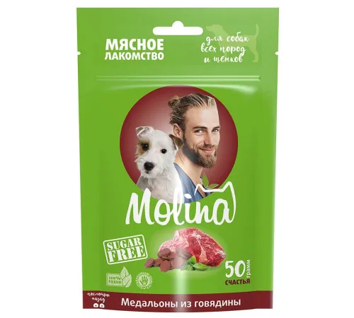 Molina Лакомство для собак Медальоны из говядины, 50 г