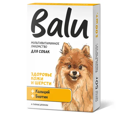 BALU Здоровье кожи и шерсти Лакомство мультивитаминное для собак, 100 шт