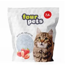 FOUR PETS силикагелевый наполнитель (клубника) 7,6 л