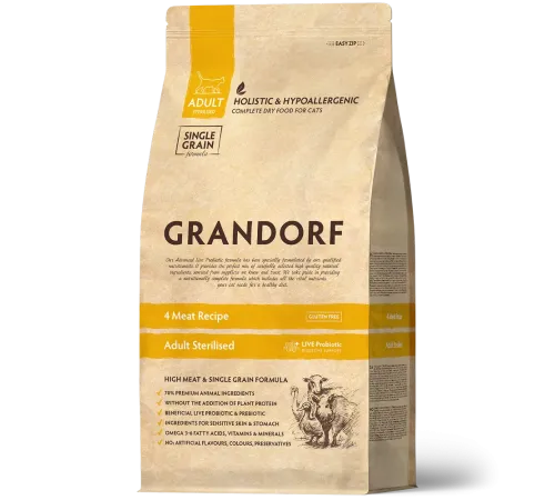 Grandorf Probiotics Adult Sterilized (4 вида мяса), 2 кг