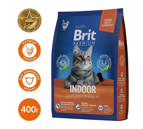 Брит Премиум Cat Indoor (Курица) 400 г
