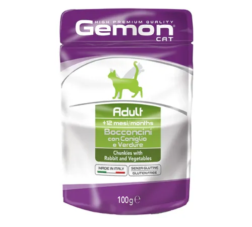 Gemon Pouch Cat Adult Rabbit/Veg, 100 г