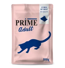 Prime Adult Пауч (Кусочки в соусе с говядиной) для кошек, 100 г