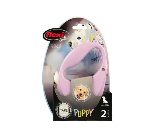 Рулетка Flexi Puppy, лента 2 м, розовая, до 12 кг