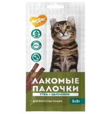 Мнямс Лакомые палочки для кошек (Цыпленок, утка), 5 г, 1 шт из уп.